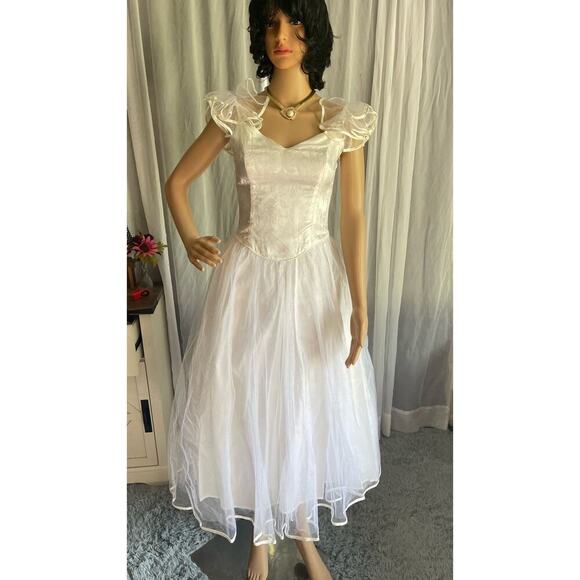 Vintage 1980s 1990s Tea Length Wedding Prom Dress - Picture 7 of 16
